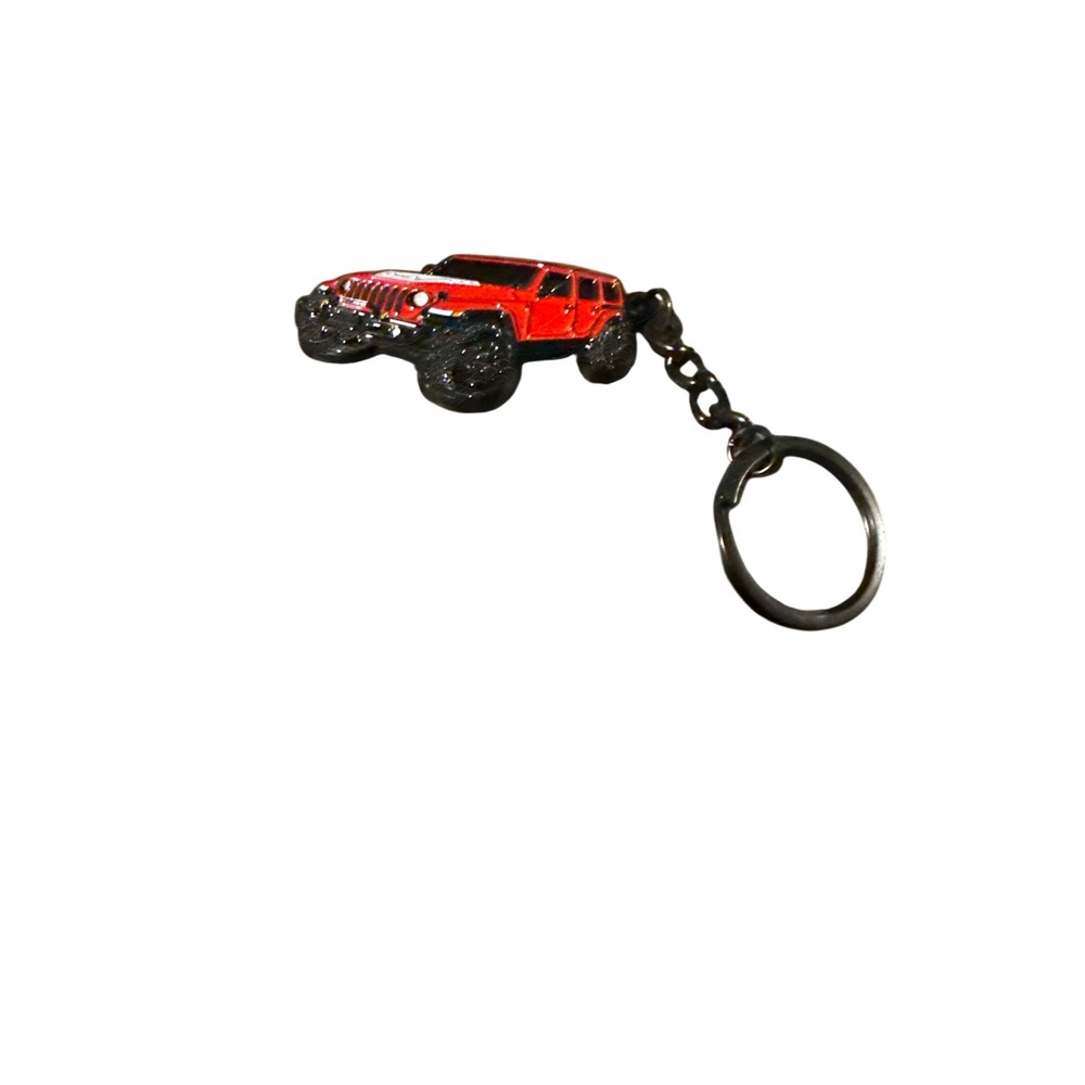 Red Jeep Wrangler Rubicon Enamel Keychain 4x4 Off-Road Car Accessory Gunmetal